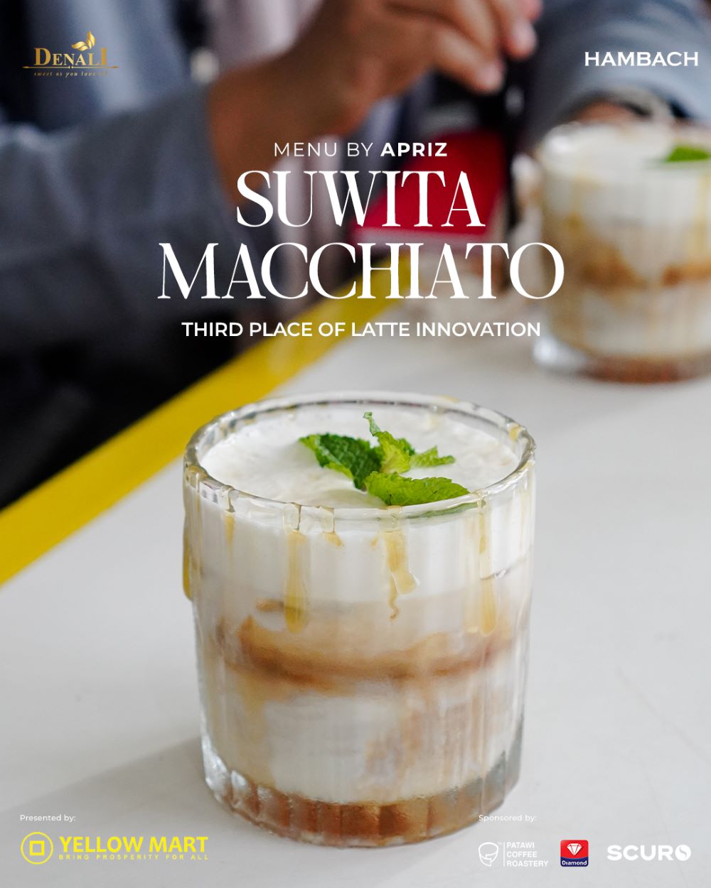 Minuman Suwita Macchiato, perpaduan espresso dan creamy foam dengan Denali