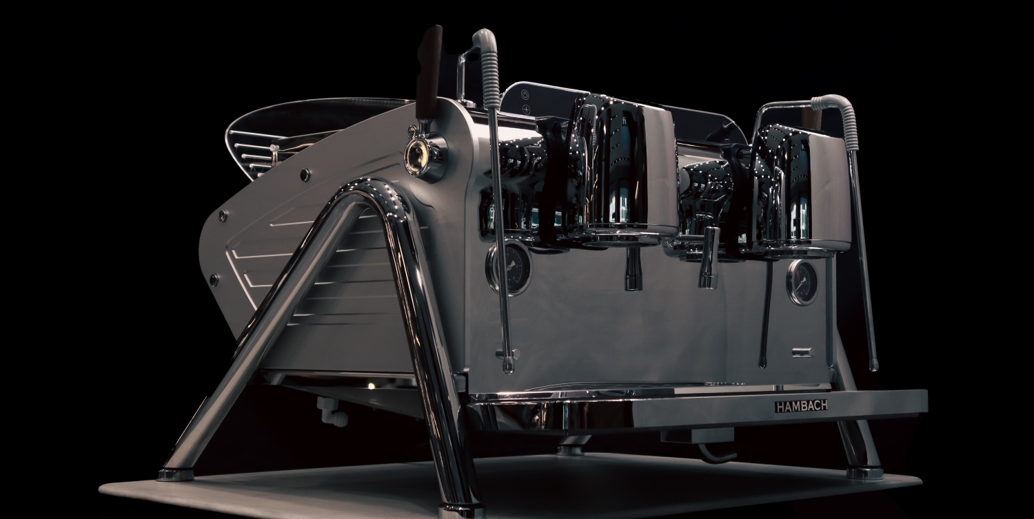 Mesin kopi Hambach Hornet berdesain modern dengan kontrol digital untuk café dan barista profesional