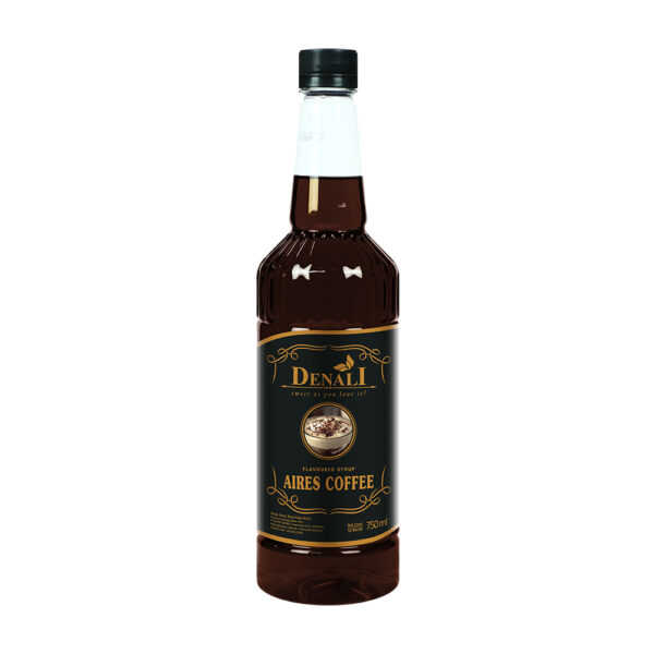 Botol Denali Aires Coffee Syrup 750ml di atas meja bar