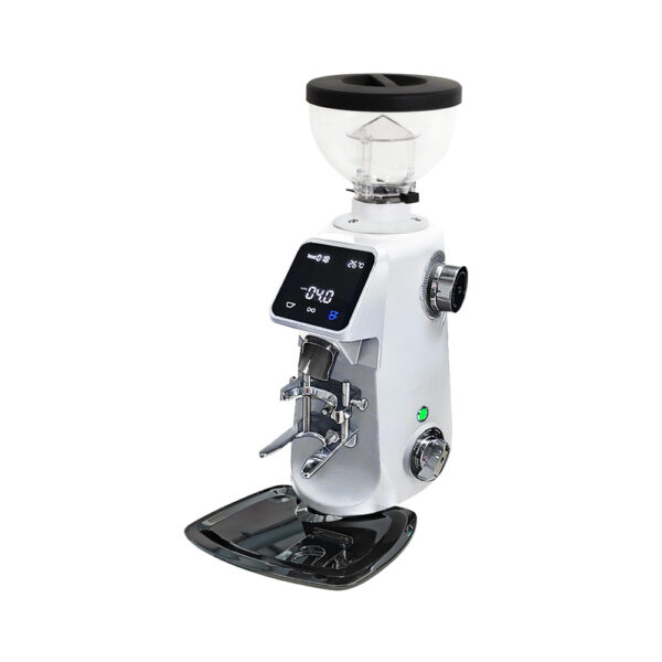 Commercial coffee grinder Maquinos E75T Mini White 64mm titanium flat burr touch screen